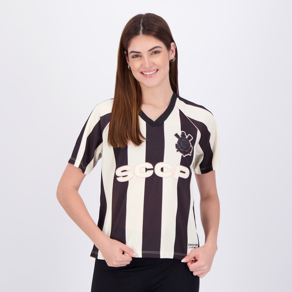 Cropped Corinthians Box Raglan Feminino Listrado em Oferta na Shopee