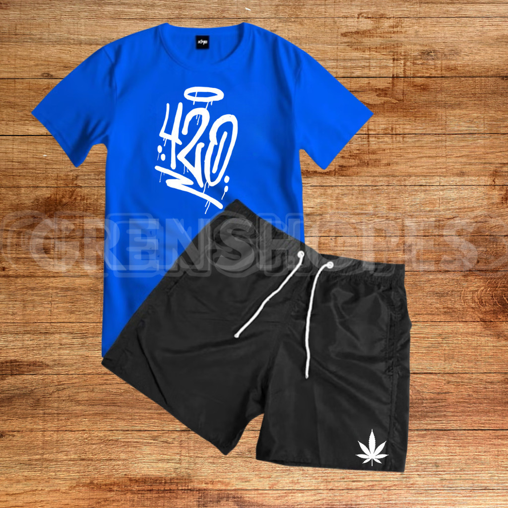 Conjunto Kit Camiseta E Bermuda Tectel Estampa 420 Camisa unisex Erva lançamento 2026