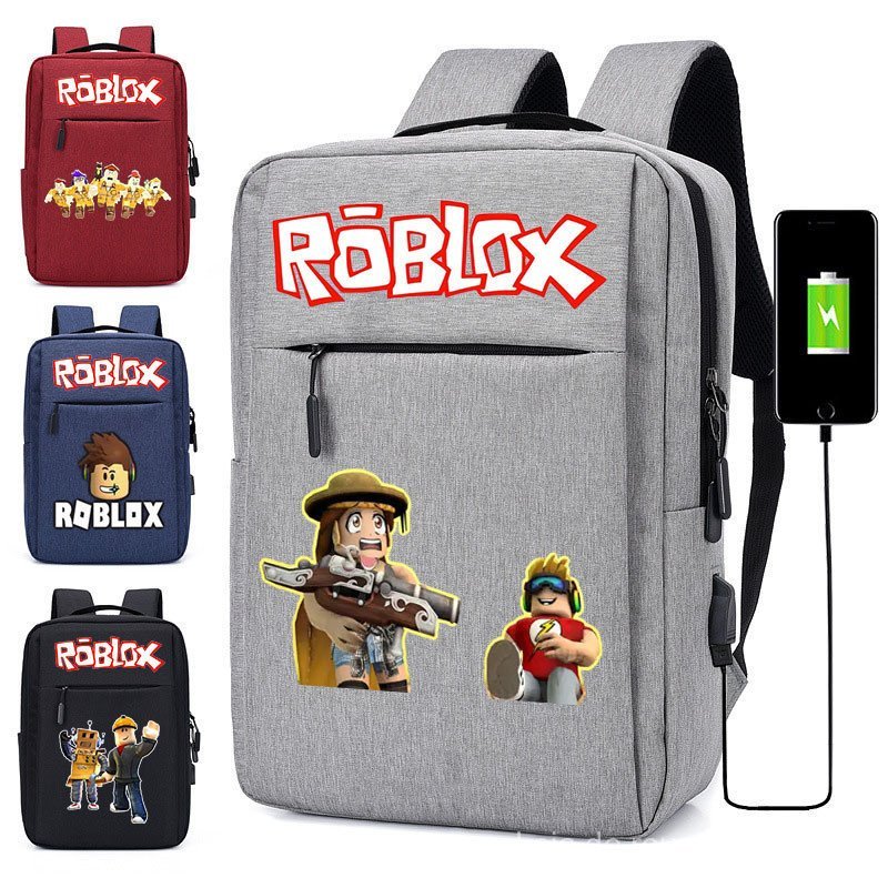 Mochila Infantil de Anime Roblox para Notebook USB à Prova d'Água Meninos Meninas Mochila Escolar Adolescente SFO7