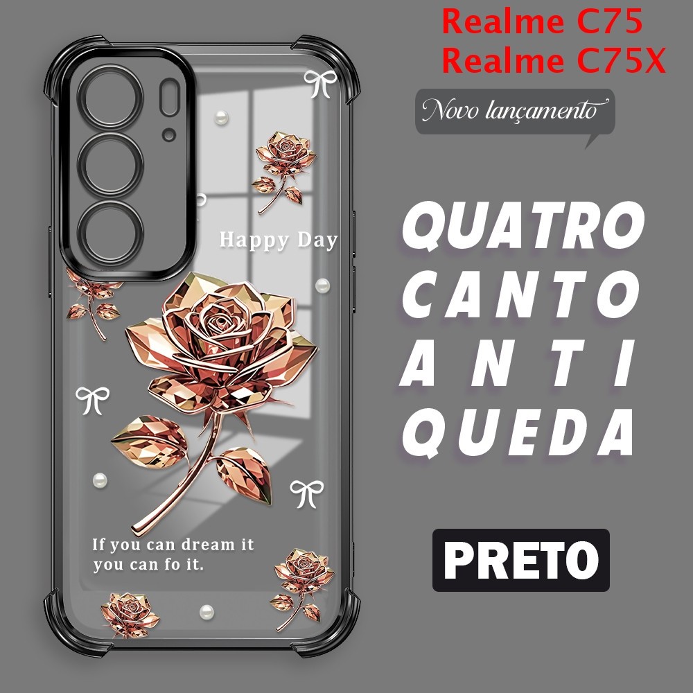 Capa Para Realme C75 C75X 4G Capinha Anti Choque Case Transparente 0342 FS em Oferta na Shopee
