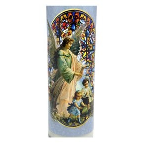 Vela Vidro Altar Anjo da Guarda  22cm x 8cm