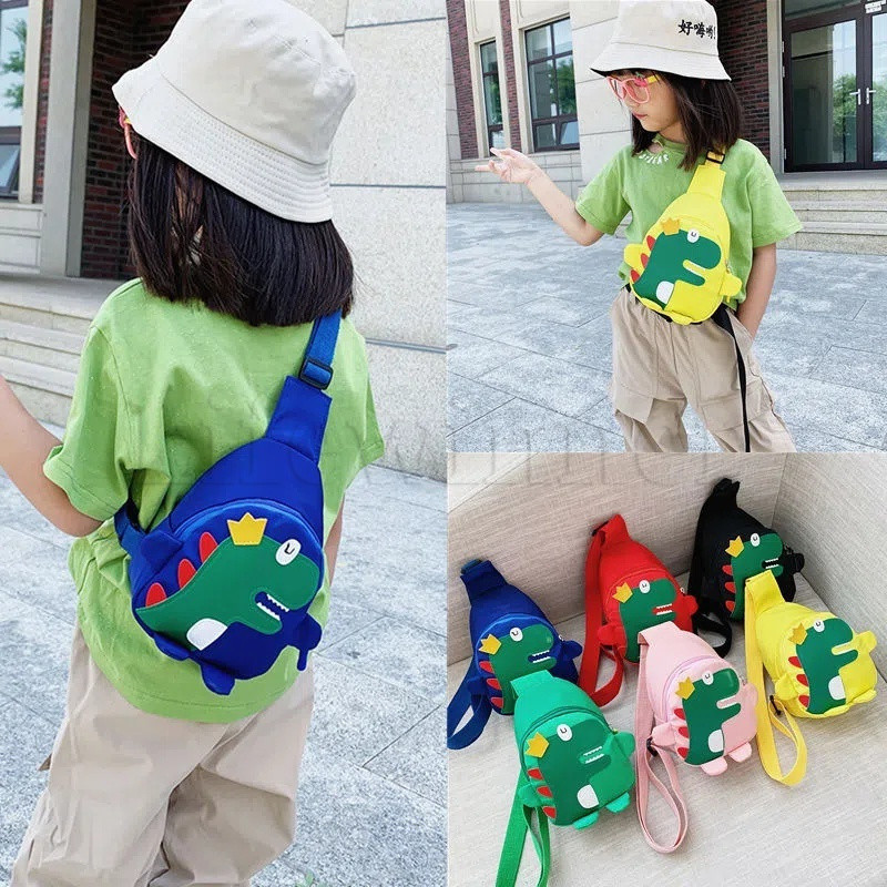 Multifuncional à prova dwaterproof água bolsa de ombro dos desenhos animados dinossauro crianças moda bonito esportes vi