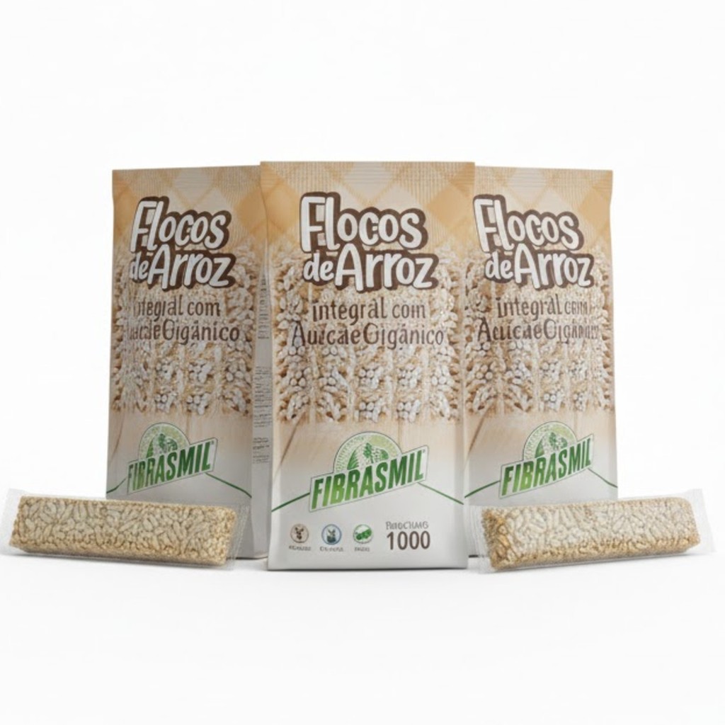 Kit c/ 3und Flocos de Arroz c/ Açucar Orgânico FIBRASMIL 100g