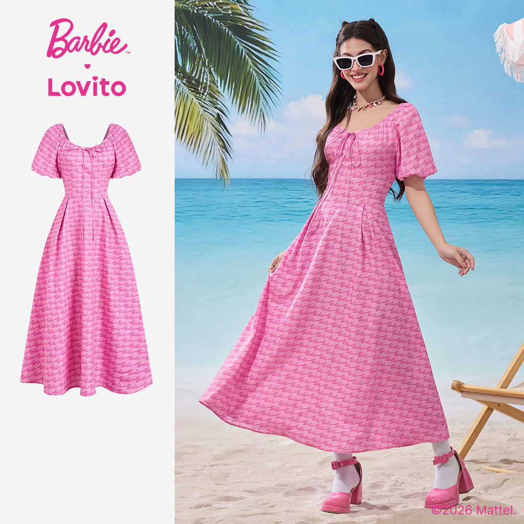 Barbie™ X Lovito Vestido Casual com Nó Frontal para Primavera/verão para Mulheres LB1AD016 em Oferta na Shopee