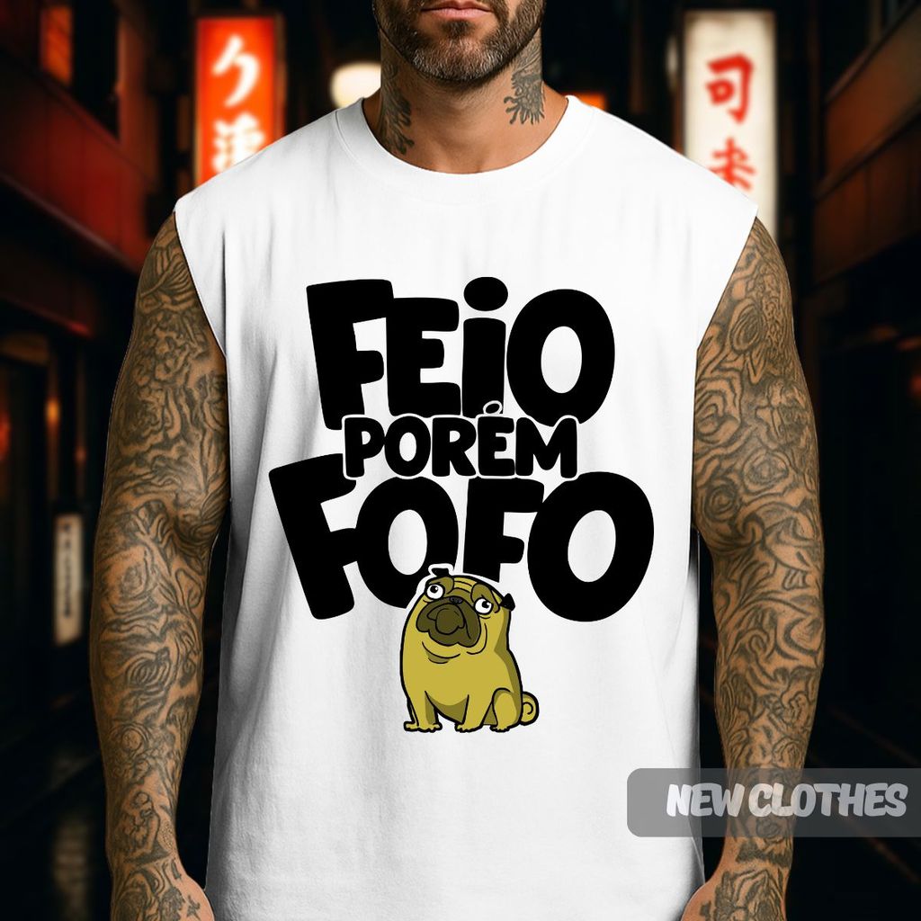 Regata Oversized Machão Carnaval Feio Porém Fofo Festa Bloquinho Abadá Folia Diversão