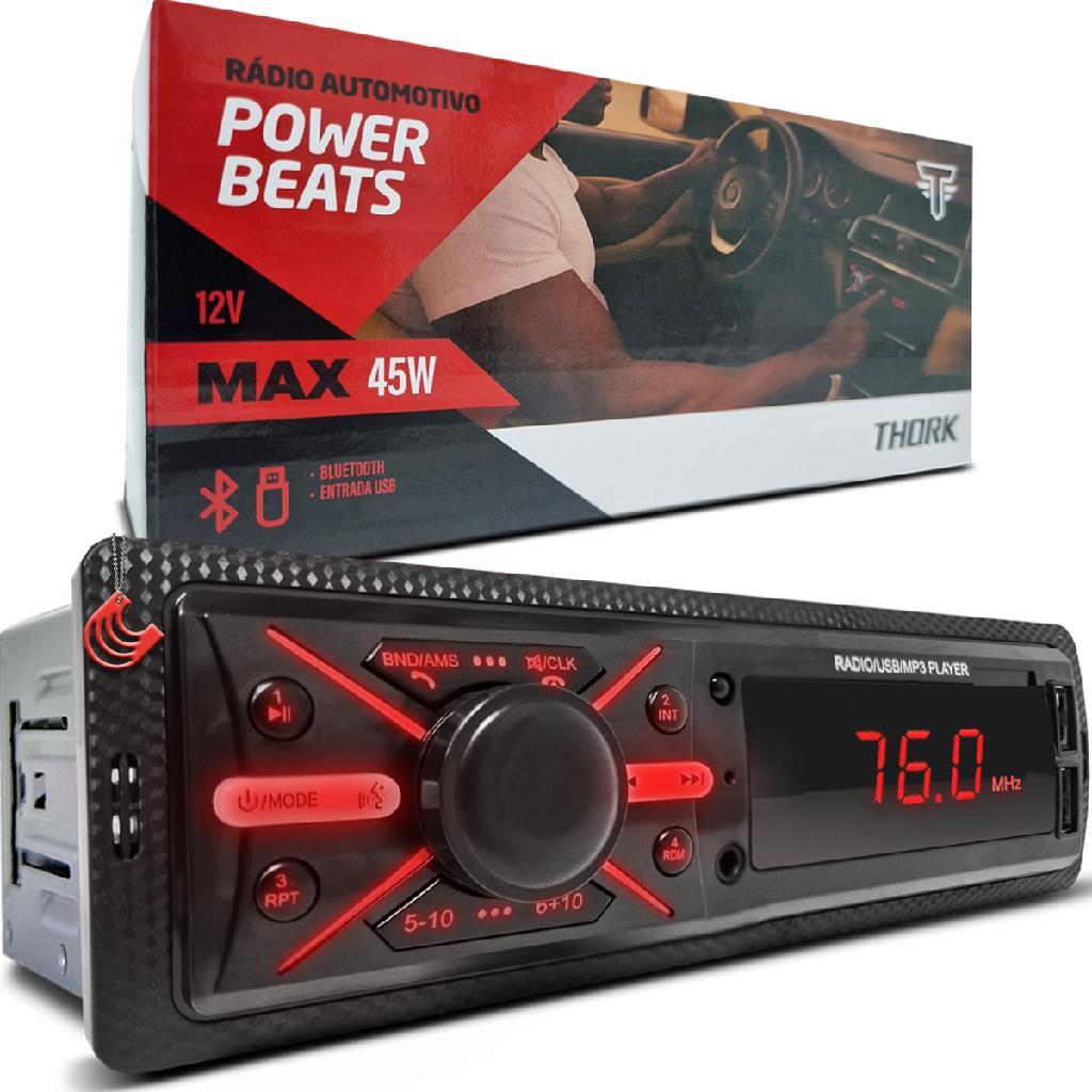 Radio Aparelho Toca MP3 Player Auto Som Automotivo Bluetooth Usb RCA FM Potencia Power Beats Thork