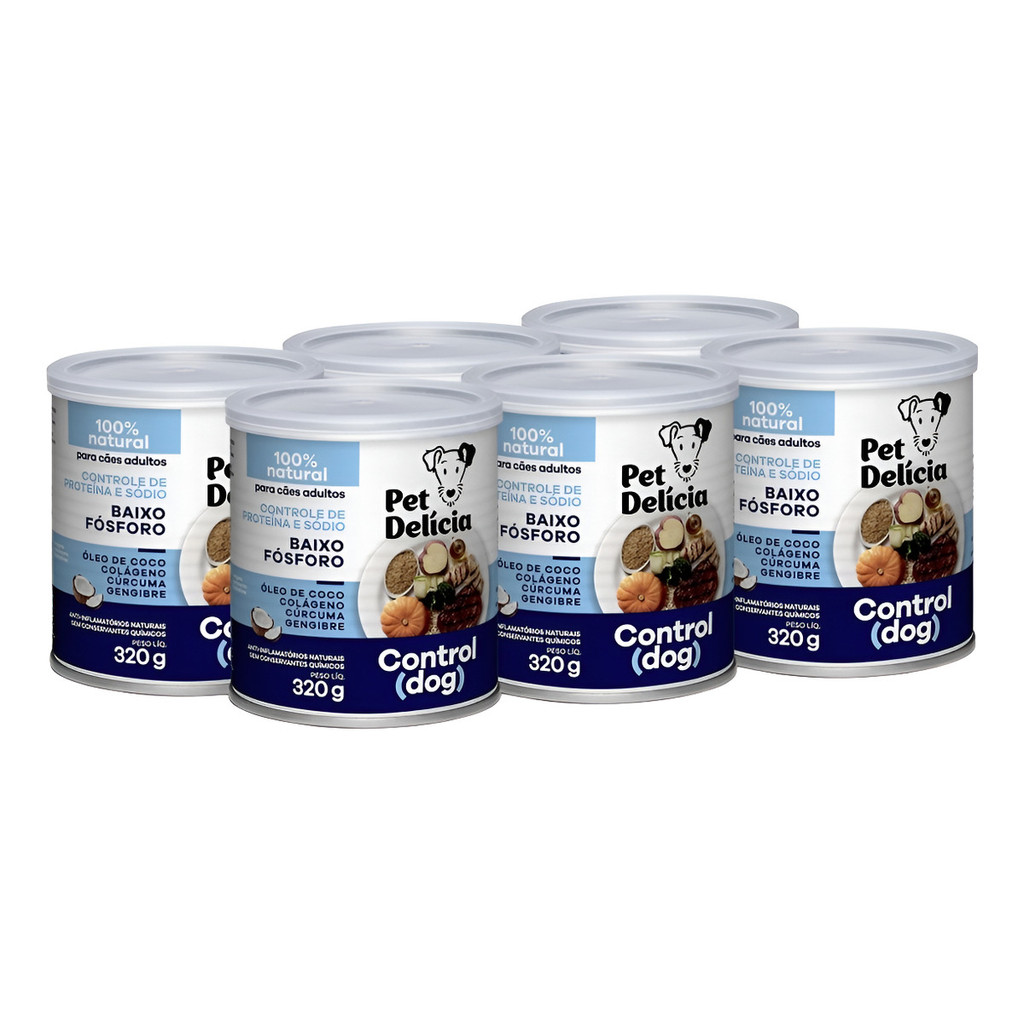 kit c/6 ALIMENTO ÚMIDO PET DELÍCIA CONTROL DOG 320G CÃES