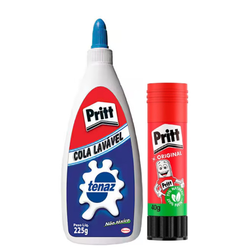 Cola Tenaz Lavavel 225g + Cola Bastão Pritt 40g em Oferta na Shopee