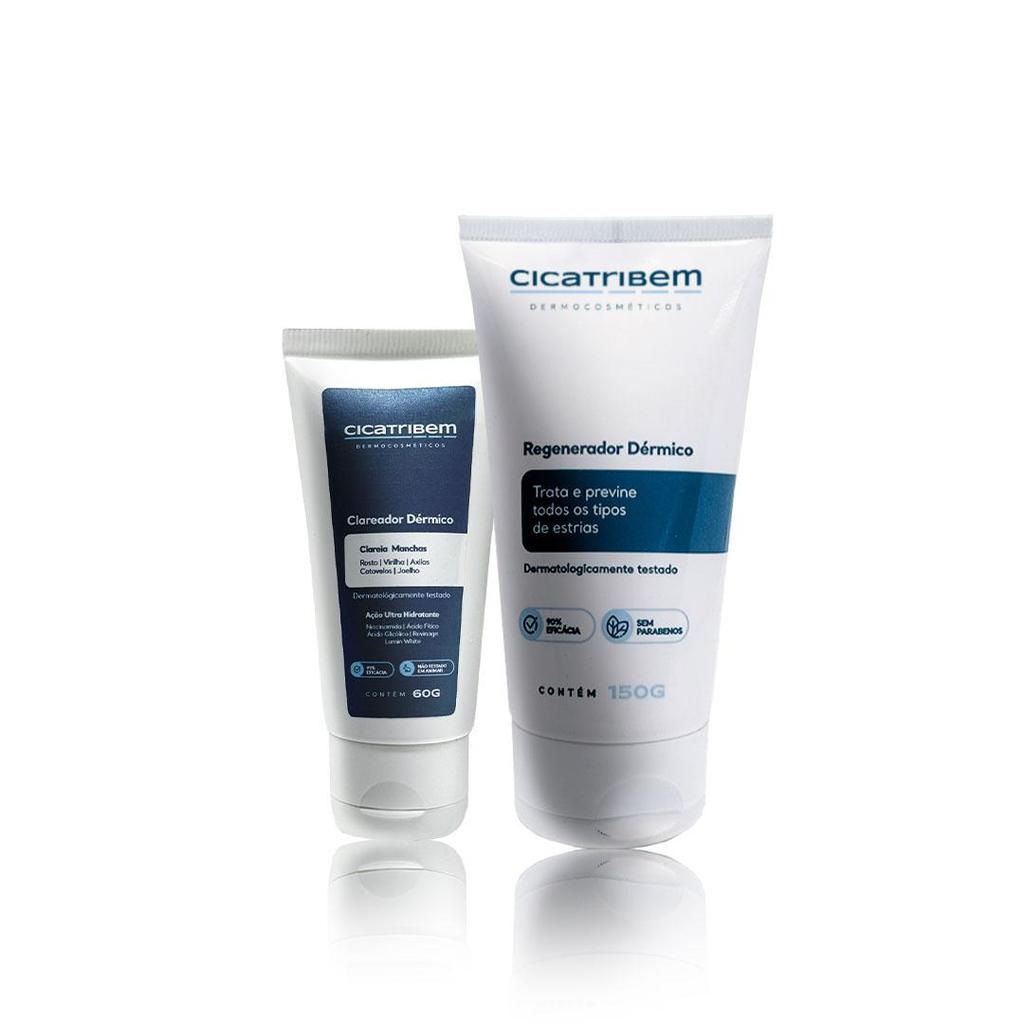 Cicatribem Kit Pele Perfeita Regenerador Dérmico 150g & Clareador Dérmico 60g para Estrias e Manchas em Oferta na Shopee