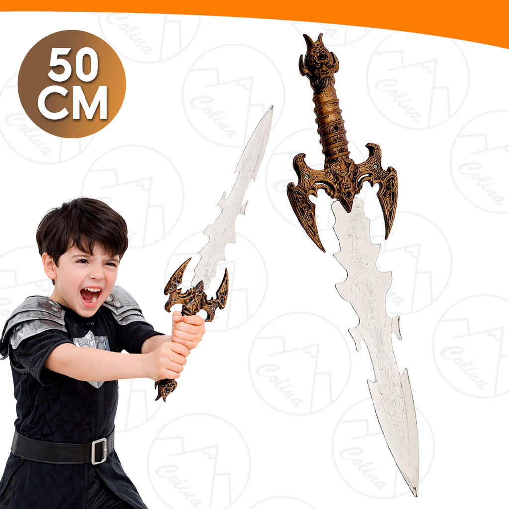 Espada Infantil Cavaleiro Medieval Guerreiro 50cm Cabo Dragão Brinquedo Fantasia Carnaval em Oferta na Shopee