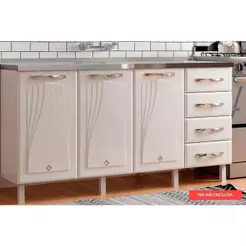 Balcão de Cozinha Star New Aço 3 Portas e 4 Gavetas s/Tampo 160cm Branco - Telasul