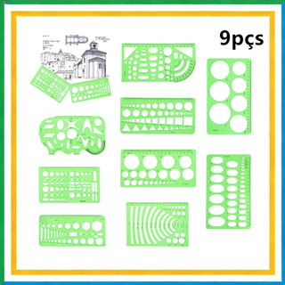 Conjunto de 9 peças de modelo de desenho arquitetônico conjunto de régua de Design régua gráfica redonda e Oval