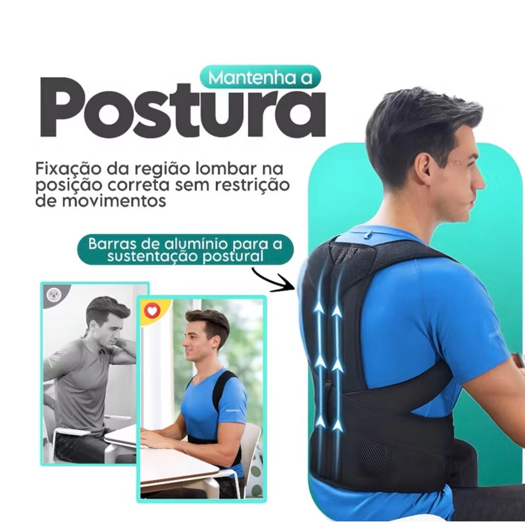 Cinta Colete Unissex Reforçada Corretor Postural Coluna Lombar Envio 24hrs