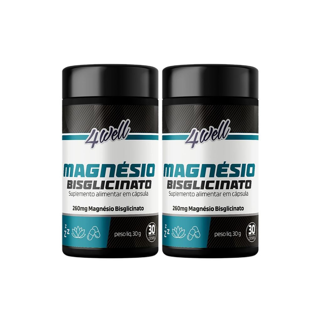 Magnésio Bisglicinato 4well 260mg - 60 cápsulas - Combo 2 potes em Oferta na Shopee