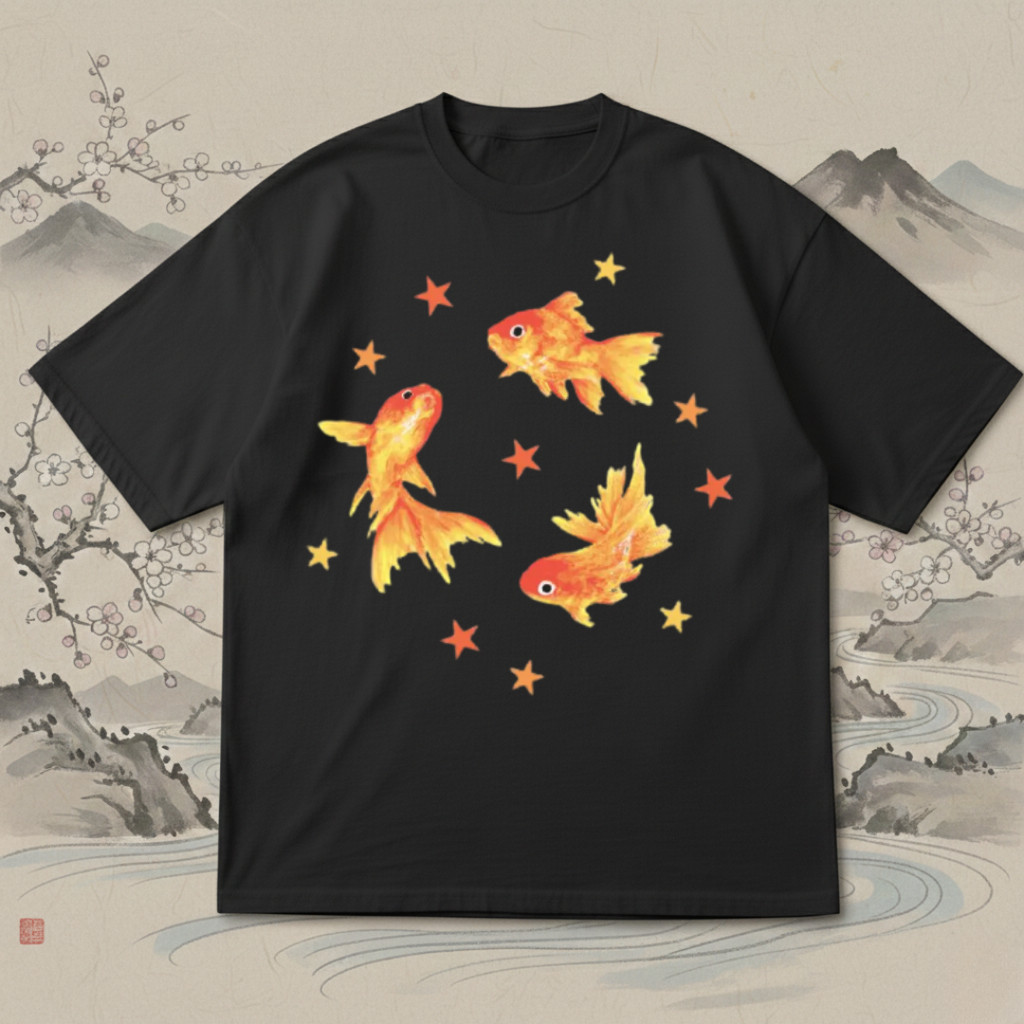 Camiseta Oversized Peixinho Dourado Camisetão Algodão Premium Confortavel Streetwear Gamer