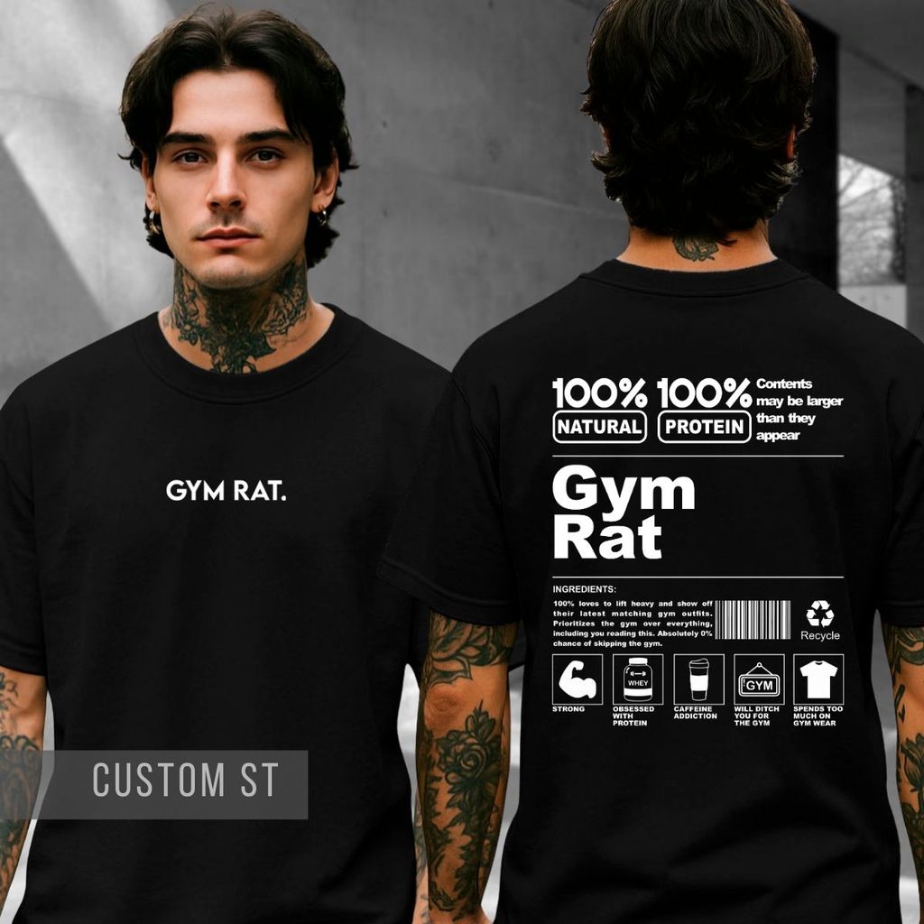 Camiseta Gym Rat Tabela Nutricional Maromba Fitness Treino Academia 100% Algodão