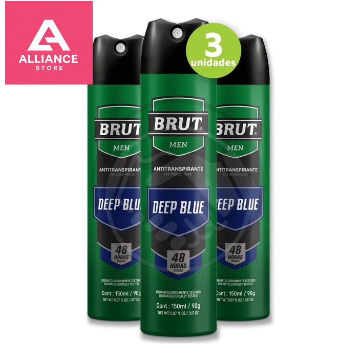 Desodorante Aerosol Brut Men Deep Blue Antitranspirante 48h 150ml – 1 a 3 Unidades