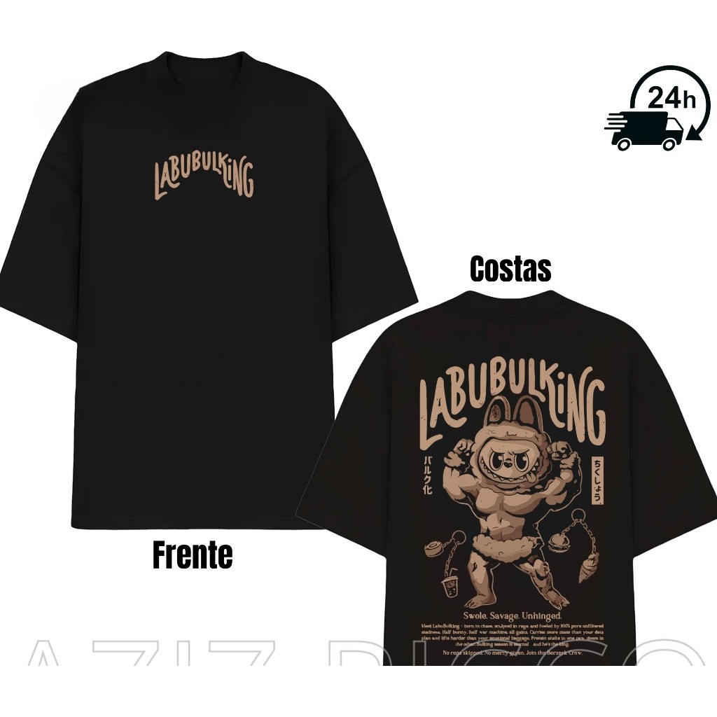 [Camiseta Premium em Algodão Puro]GXG Camiseta Oversized Labubulking Streetwear Academia 100% Algodão