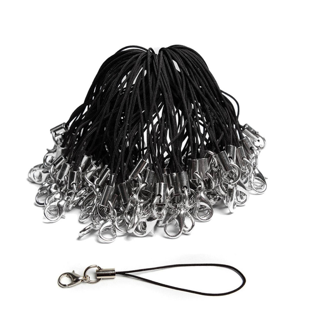 Fio De Corda Com Fecho Para Celular - 6cm - Preto