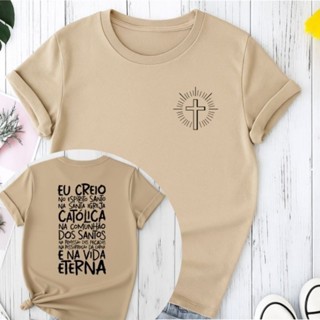 Camiseta Moda Feminina T-shirt Blusa Feminina Camisa Oração Credo Algodão Católica Cristã Religiosa 100% Algodão em Oferta na Shopee
