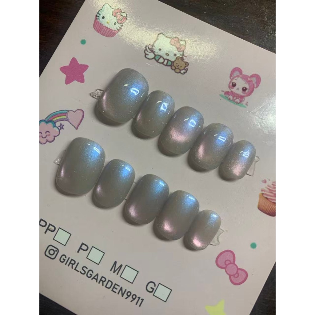 100% Artesanal Unhas Postiças Aurora Boreal Olho De Gato Magnético Kit10