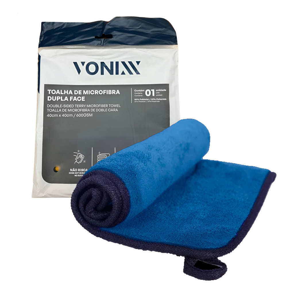 Toalha Microfibra Automotiva Vonixx 600gsm 40x40cm Super Macia Alto Acabamento Polimento