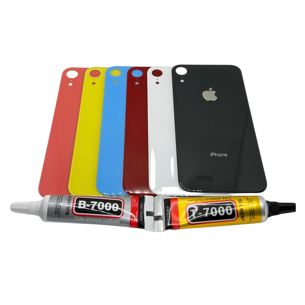 Tampa Vidro Traseira  Para iPhone XR  COM FURO MAIOR + Uma COLA 15ML