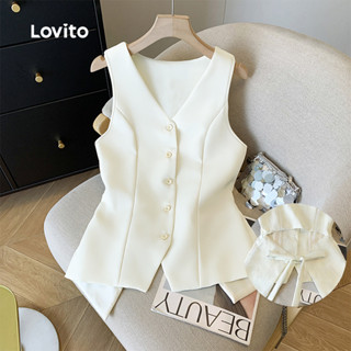 Lovito Blusa Casual Clássica E Versátil Laço Nas Costas E Botões Na Cor Damasco Primavera/verão Para Mulheres L142ED384 em Oferta na Shopee