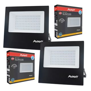 2 Refletor Led A Prova D'água Bivolt 100w Luz Amarela 3000k 7500 Lúmens Casa Comércio Avant em Oferta na Shopee