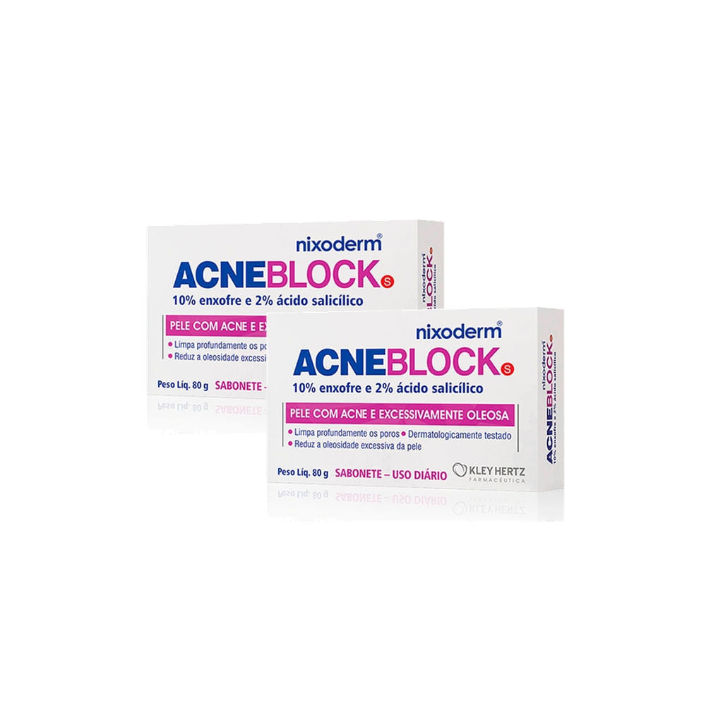 Kit 2 Acneblock Sabonete em Barra Pele com Acne e Excessivamente Oleosa 80g em Oferta na Shopee