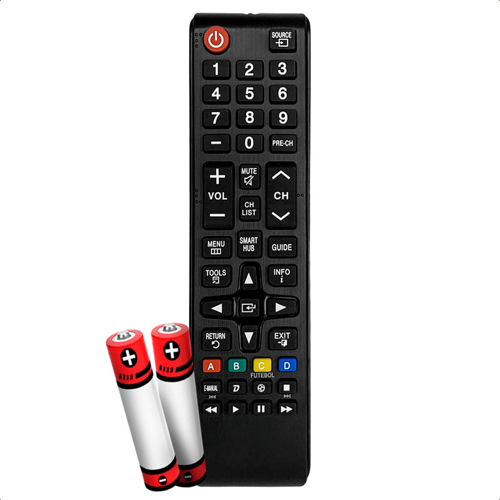 Controle Remoto Compativel com Tv Samsung 32 Smart Hub Futebol com Pilhas Inclusas