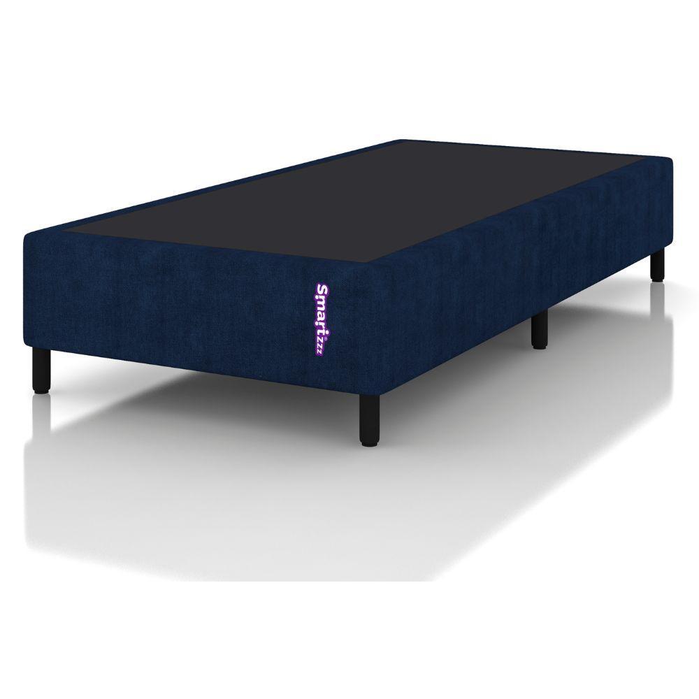 Cama Box Solteiro Jacquard Azul Design Moderno 88x188 Smartz