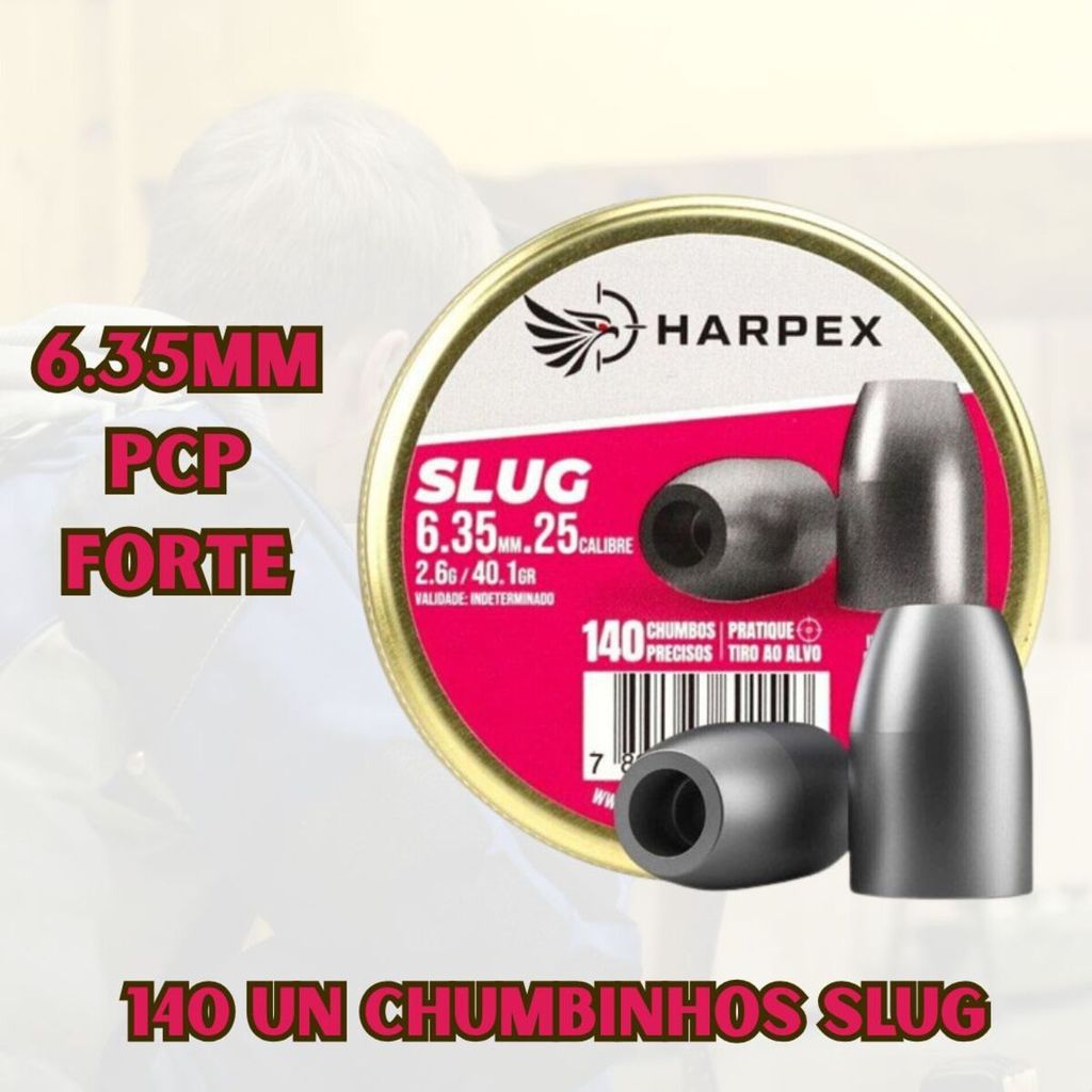 Chumbinho Harpex Slug 6.35mm .25 2,6g 40.1gr 140un PCP GR MOLA em Oferta na Shopee