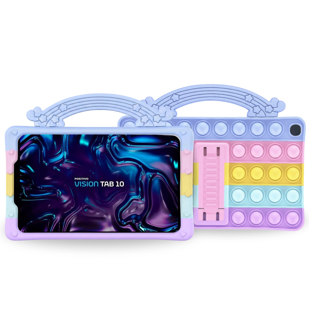 Capa Pop It emborrachada infantil Adaptável p/ Tablet Vision Tab 10 Silicone Alça