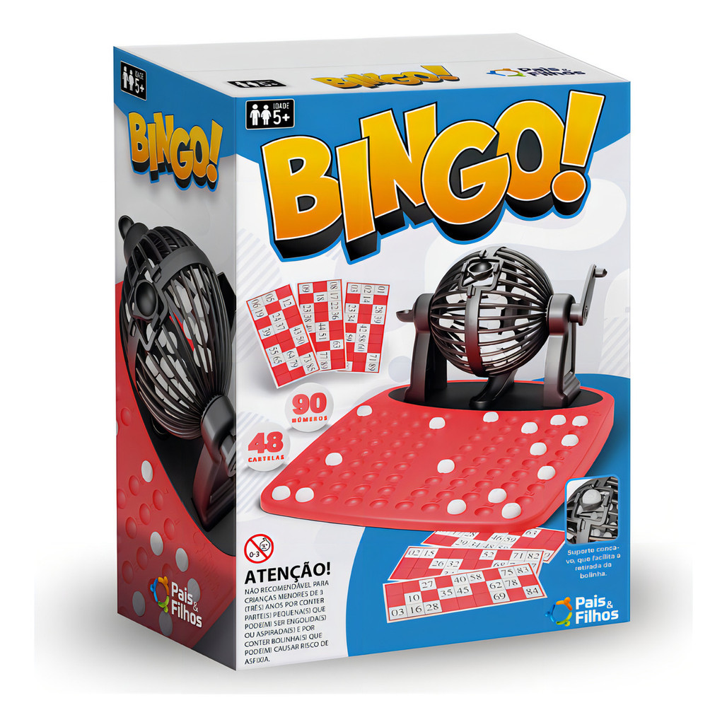 Bingo  Pais e Filhos 48 Cartelas 90 Números Jogo de Tabuleiro