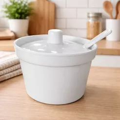 Açucareiro Farinheiro Saleiro com Colher Branco de Melamina