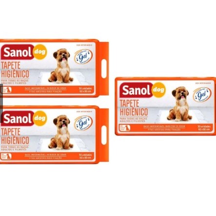 Kit com 3 Tapetes Higiênicos com 30 Unidades para Cães - Sanol Dog