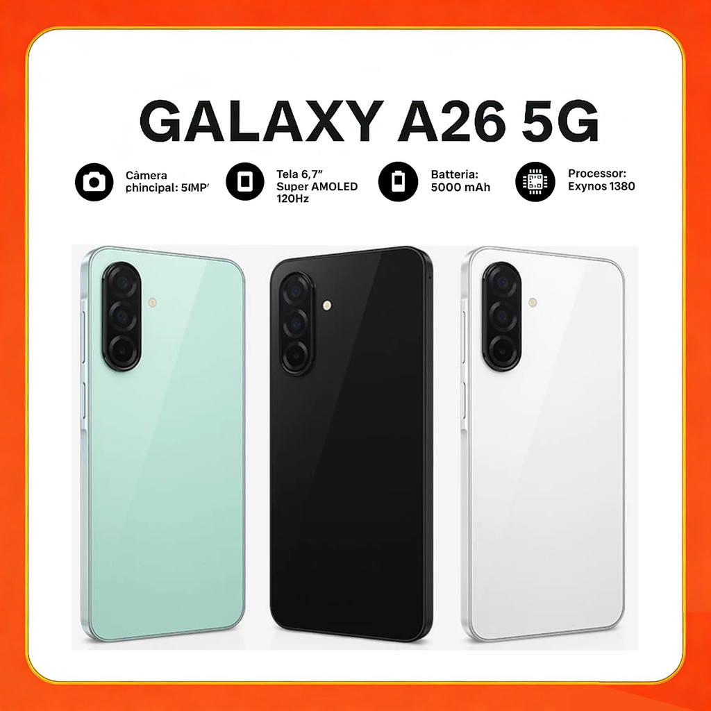 Smartphone Samsung A26 (5g) (8ram 256gb) C 6.7 Polegadas 50.0mp 5000mAh Amoled — R$ 963,63 em Shopee