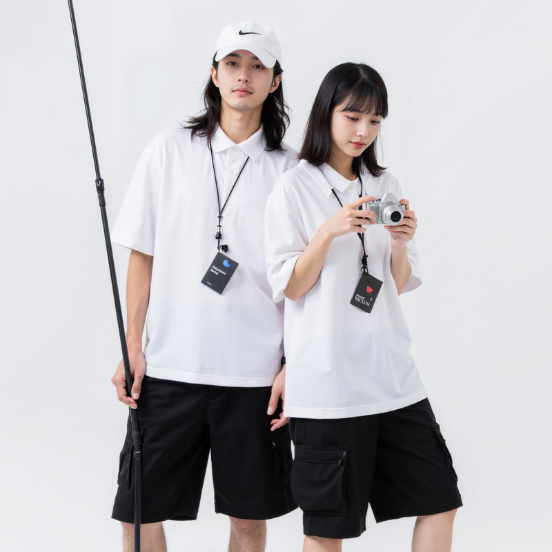 Camisa polo da moda de cor sólida masculina lapela manga curta camiseta solta verão Wear estilo japonês All-Match camisa