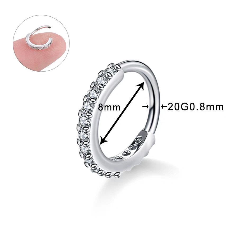 Kit 2 Piercing Nariz e Cartilagem Argola com Strass Cravejado Brilhante Feminino em Oferta na Shopee