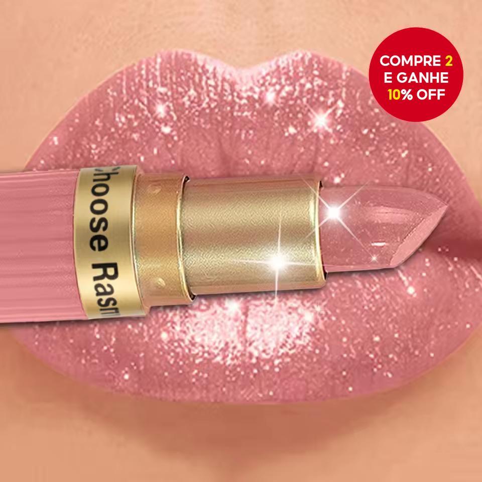  Batom de Veludo com Glitter Rosa Perolado, Metálico, à prova d'água, Longa Duração, Batom Diamante Brilhante