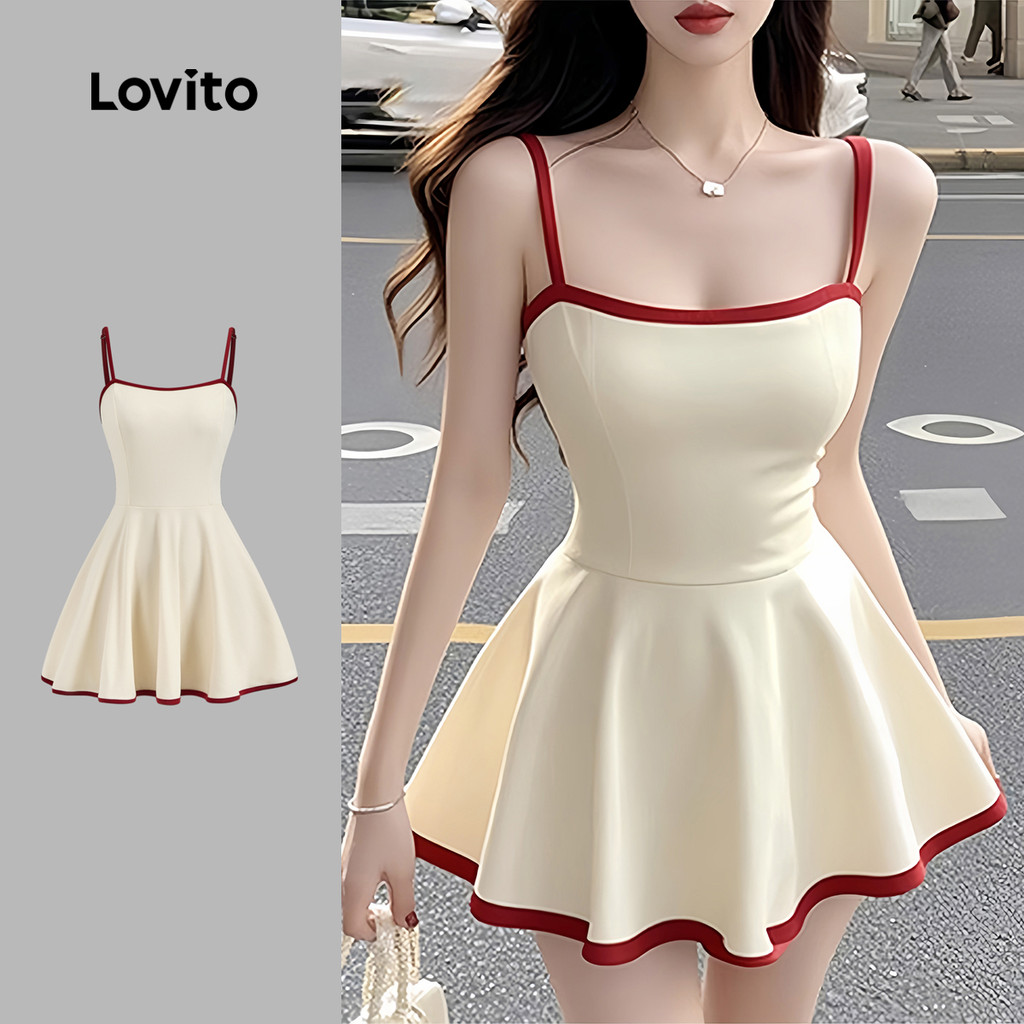 Lovito Vestido Fofo Com Blocos De Cores Para O Verão/primavera Feminino L128ED683 em Oferta na Shopee