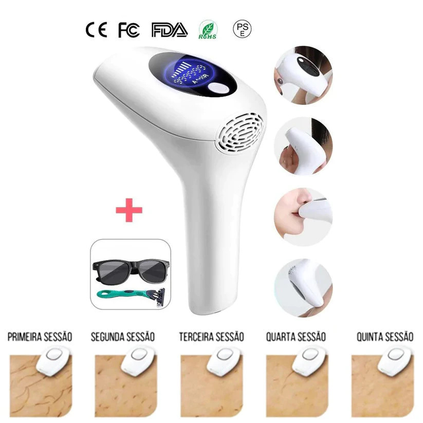 900 Mil Pulsos Depilador A Laser 8 Níveis Portátil Indolor e Eficaz – Uso Doméstico