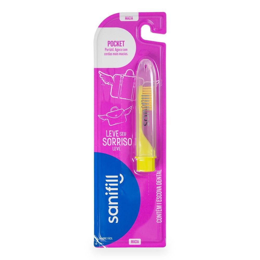 Escova de Dente Sanifill Pocket Macia em Oferta na Shopee
