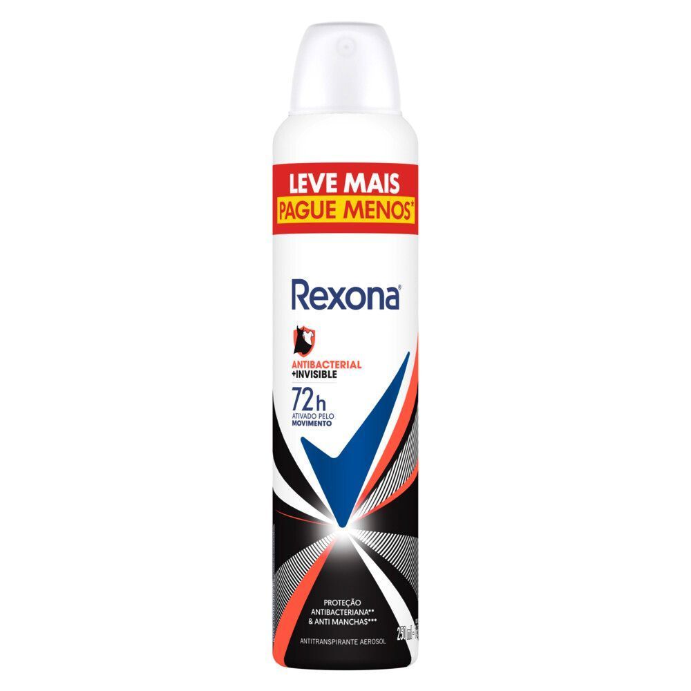 Antitranspirante Aerosol Rexona Antibacterial+Invisible 250ml