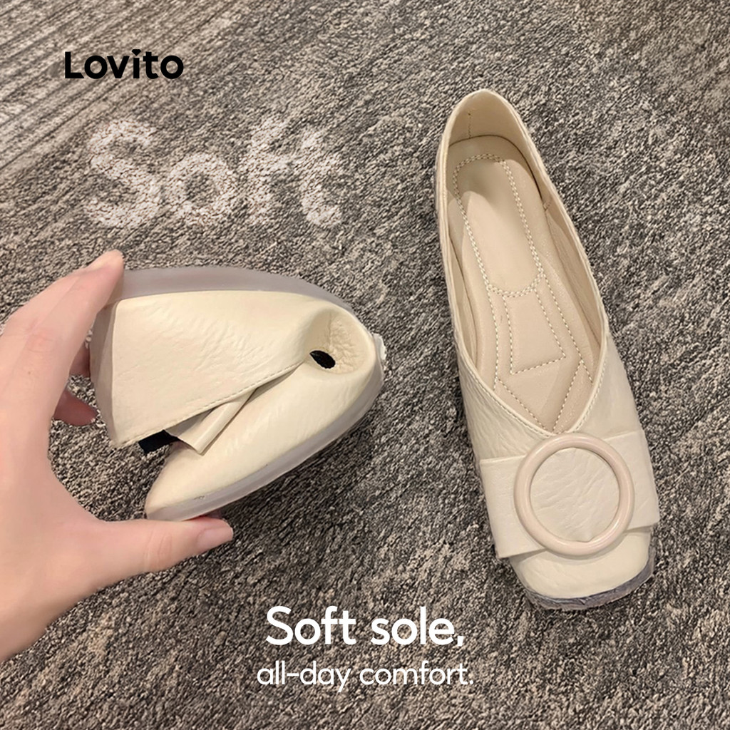Lovito Sapatilhas de Balé Elegantes para Mulher LFAS1051 em Oferta na Shopee