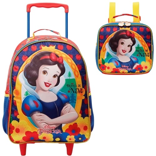 Kit Mochila de Rodinhas e Lancheira Branca de Neve XERYUS MENINA  viagem BOLSA