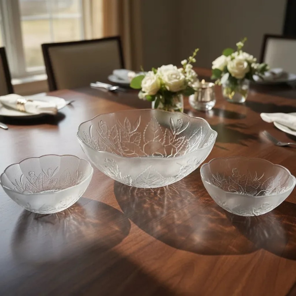 Conjunto de 7 Bowl Rose em Vidro Transparente 1.5L/310ML