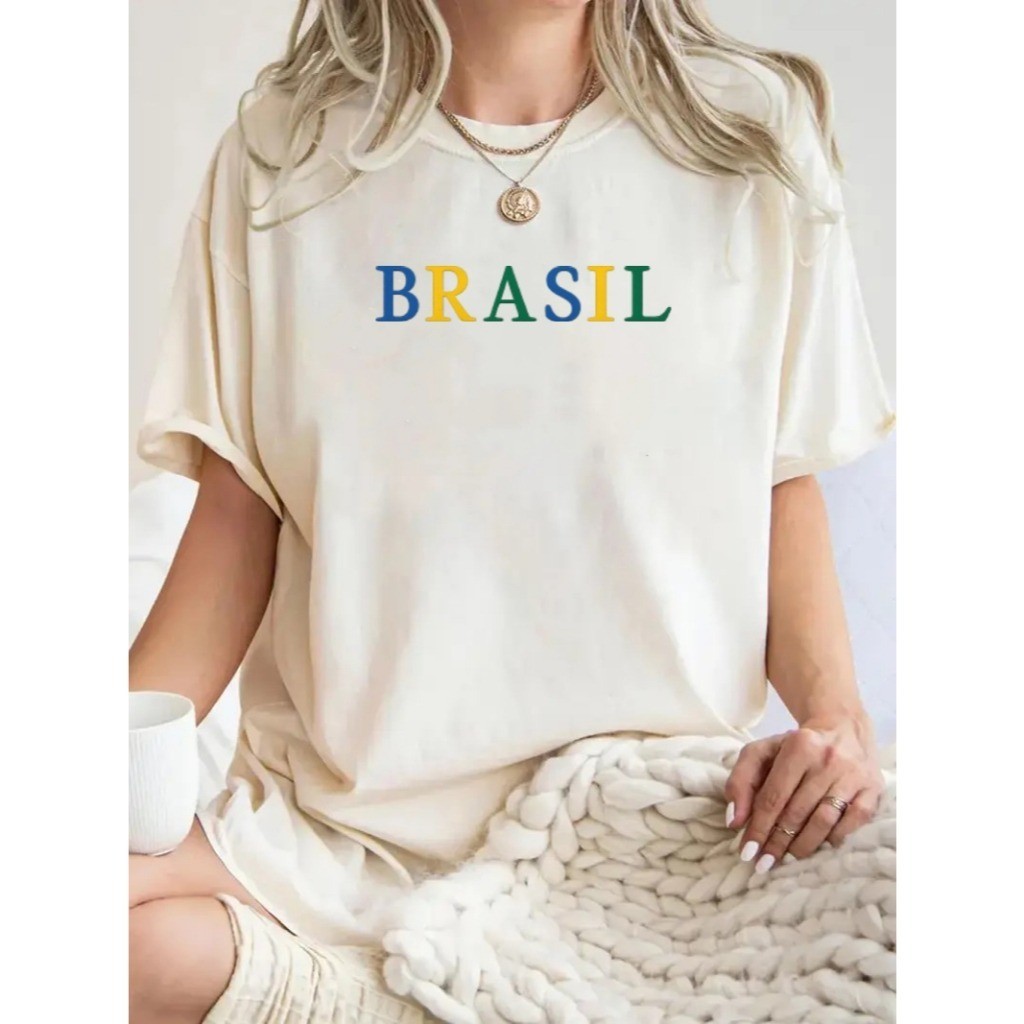 Camiseta Feminina Unissex Brasil Copa 2026 Blusa Básica Algodão Varias Cores Envio Imediato em Oferta na Shopee