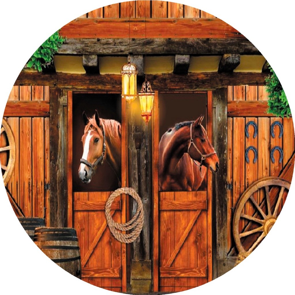 Painel Redondo Tecido Sublimado Cavalo Country 1,50 em Oferta na Shopee